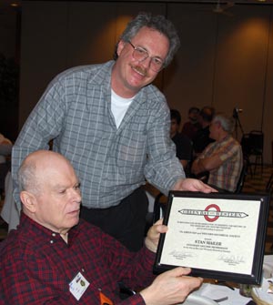 Stan Mailer receives GBWHS Honorary Membership from GBWHS President Bob Hainstock