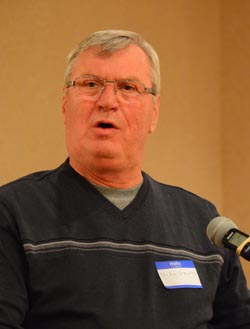 Mike Geurts speaking at the GBWHS Meeting, April 29, 2017